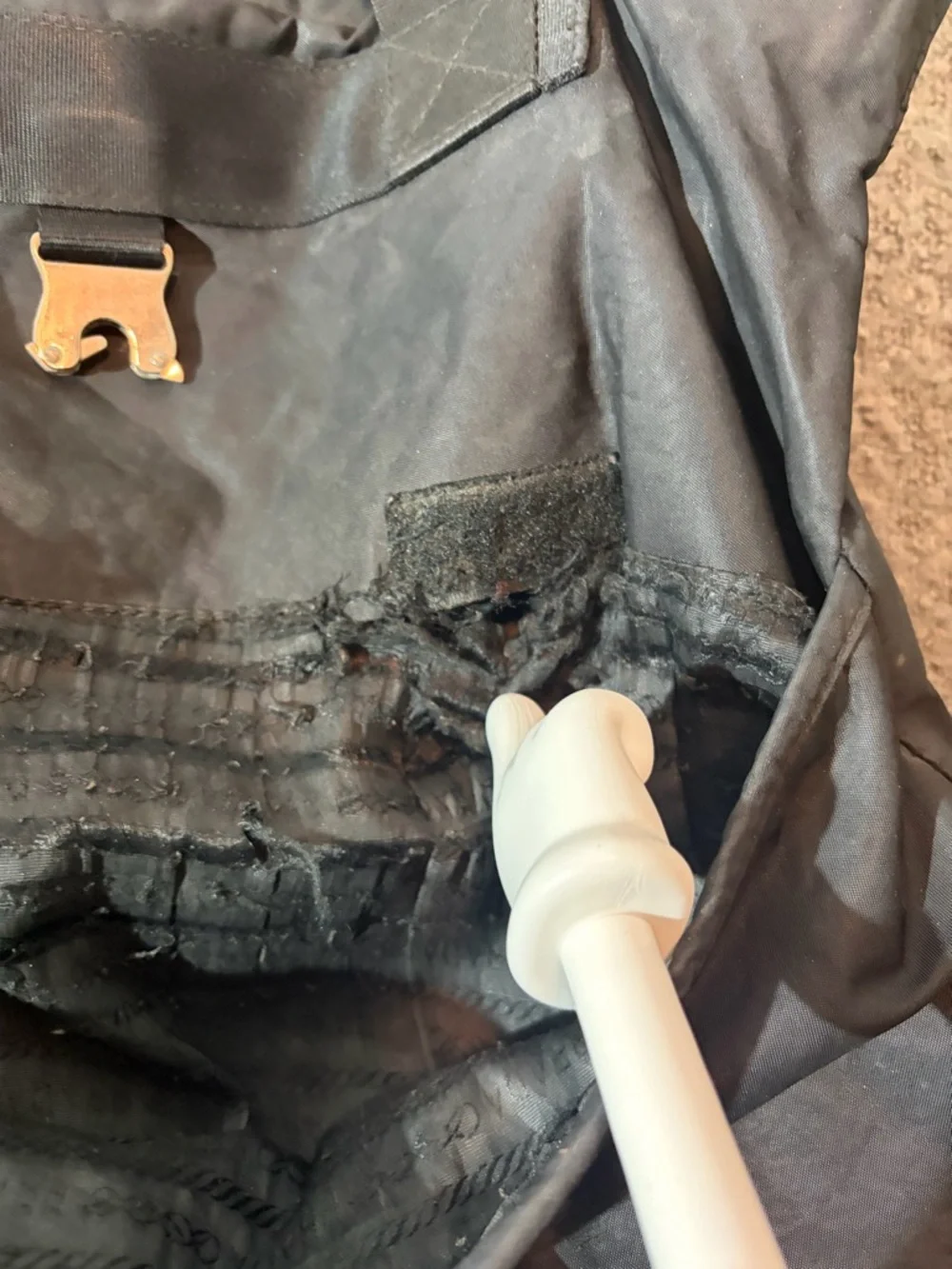 Prada Black Messenger Bag with Silver Buckle